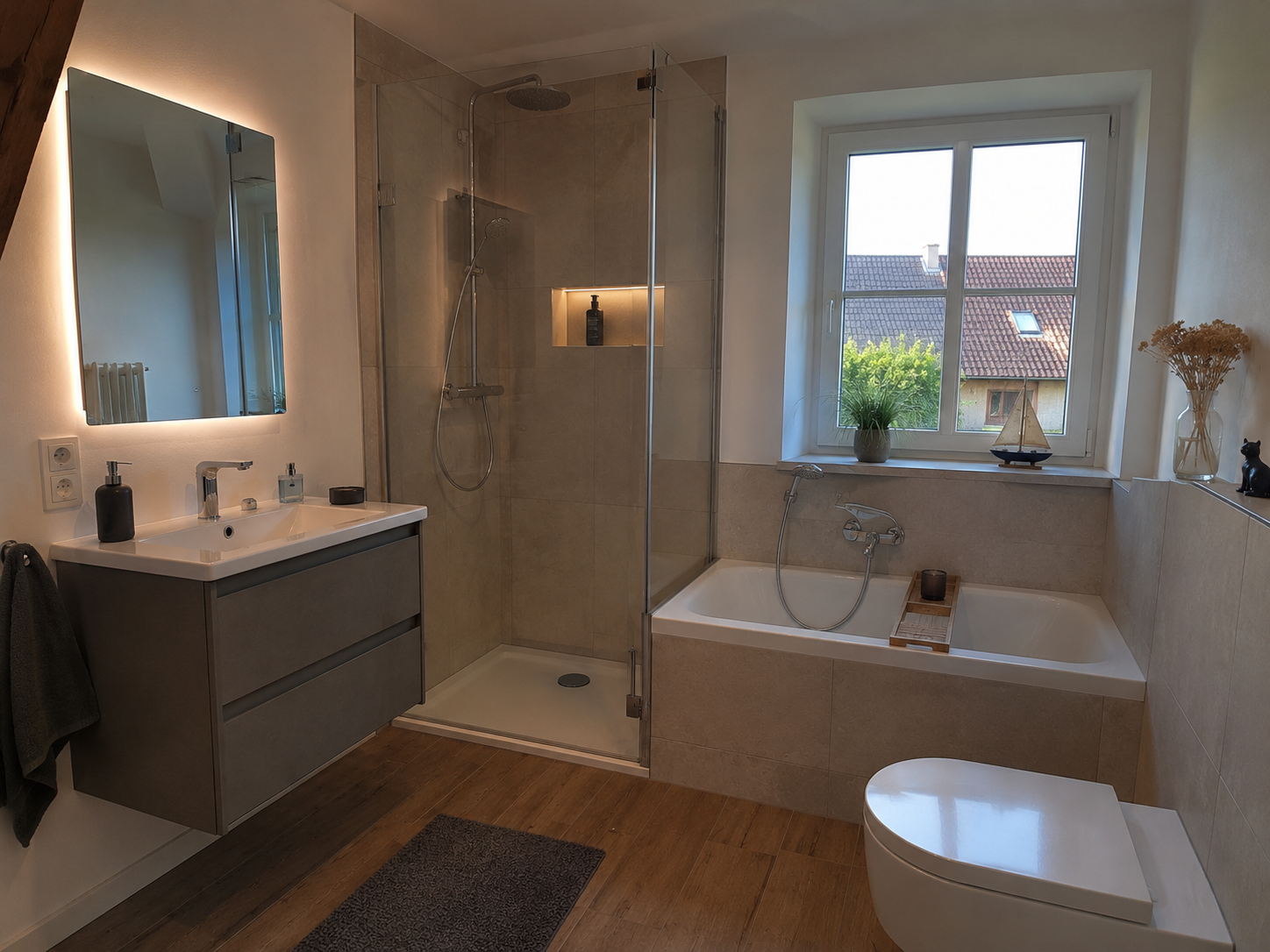 Moderne Dusche und Badgestaltung